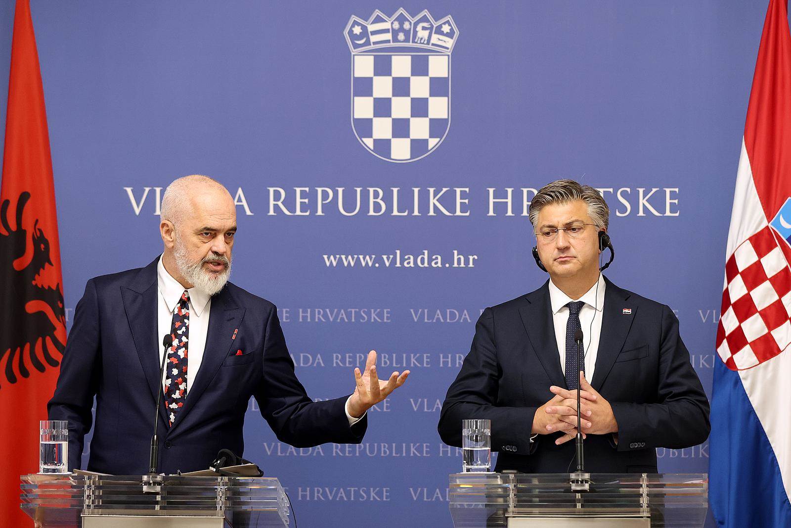 Prime ministers of Croatia and Albania meet in Zagreb to discuss situation in region