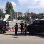 Carabinieri KFOR-MSU patrols in front of Ibar Bridge, in Mitrovica (Kosovo). Summer 2019.